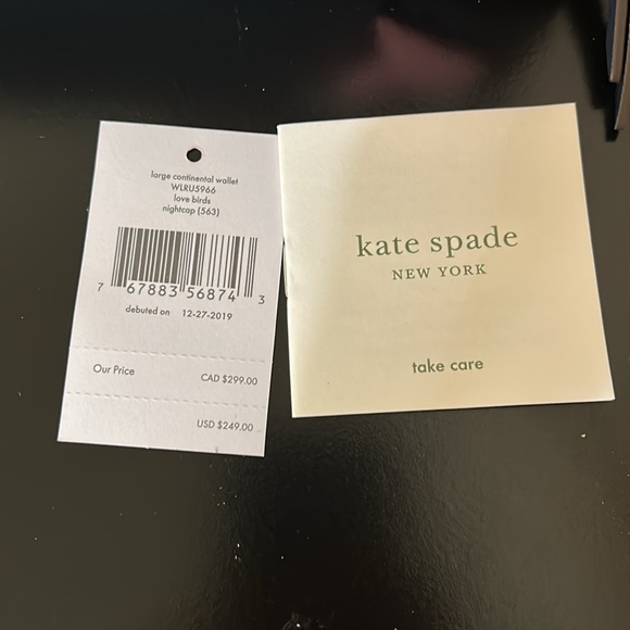 Kate Spade NWT Love Birds Large Continental Wallet - Navy Leather Bird Appliqué - Picture 7 of 17